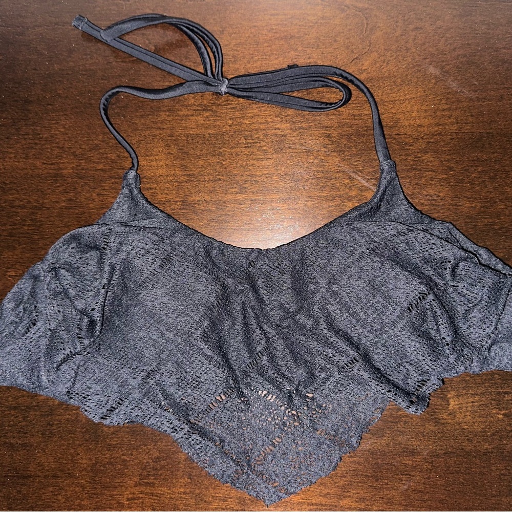 Black Crochet Halter Top Swimsuit
